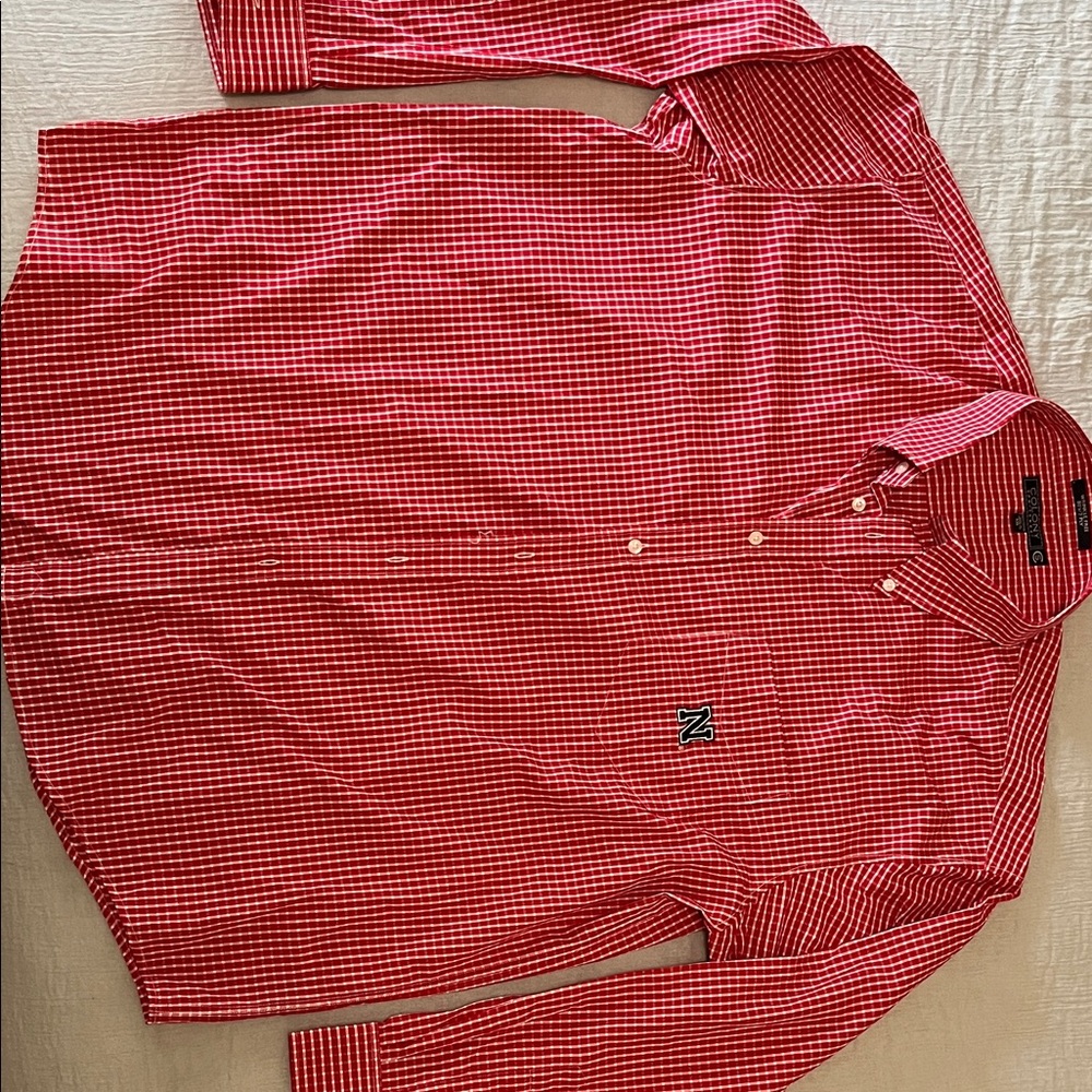 Nebraska Classic Red Plaid Button-Down Shirt